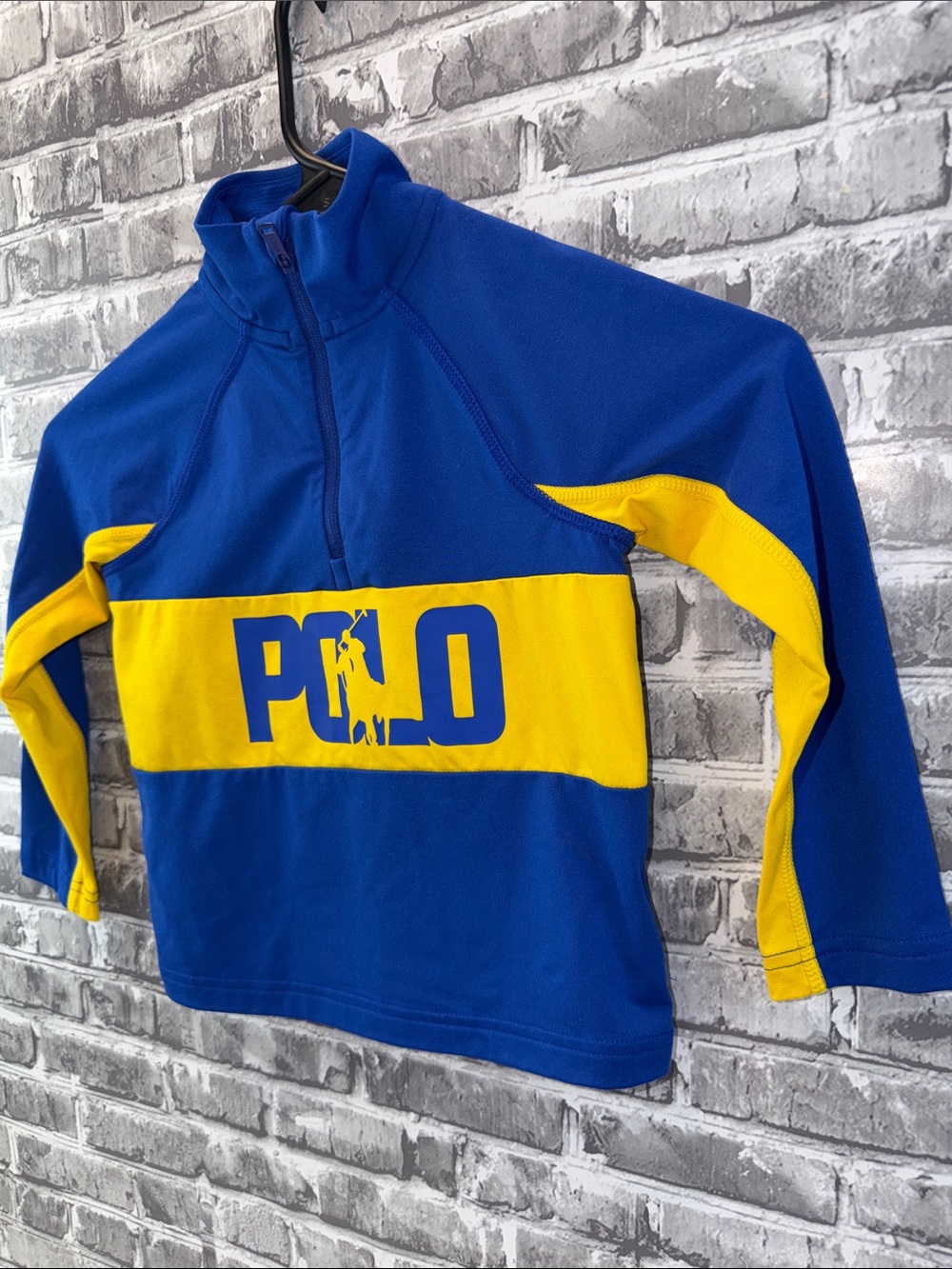 Polo Ralph Lauren performance Blue & Yellow Half-Zip Pullover - Picture 2 of 7